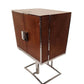 Wooden cabinet with metal legs on a white background