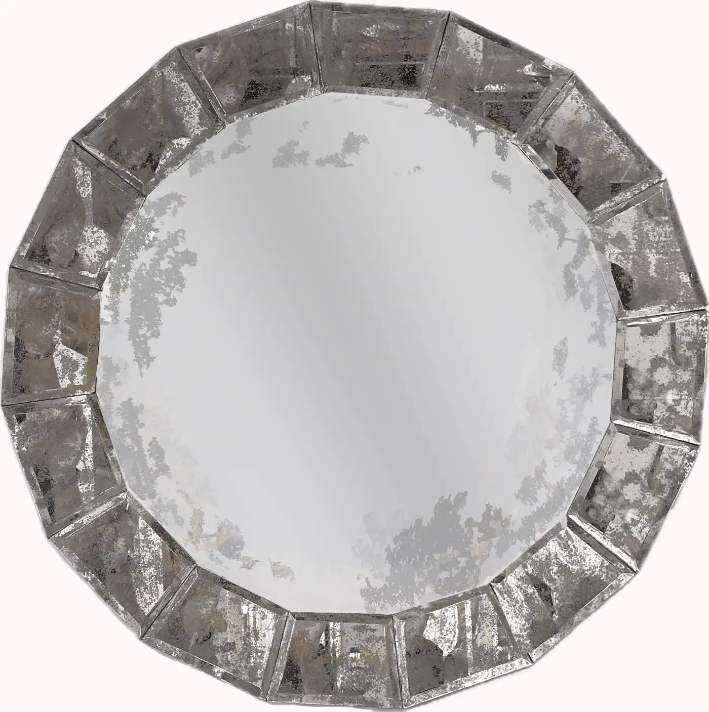 Round Segmented Antiqued Mirror Framed Mirror