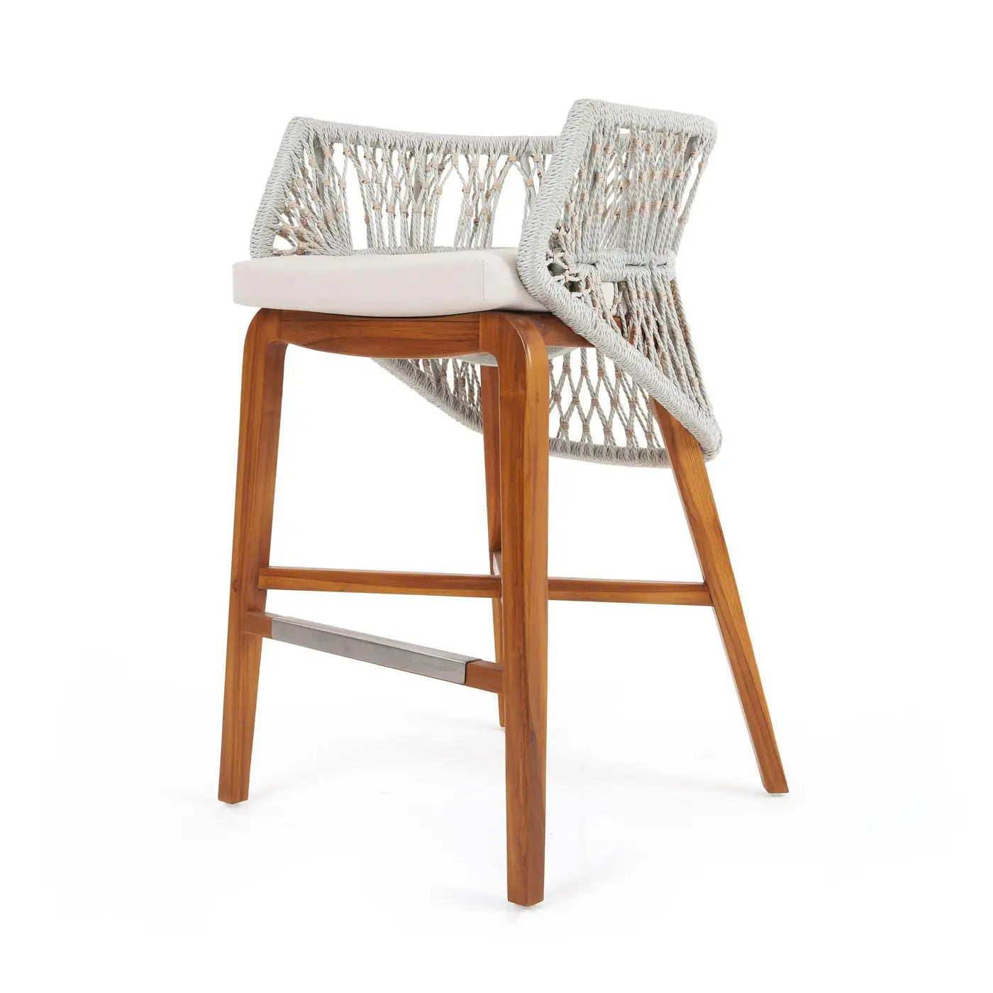 Set Of 4 Outdoor Barstools In Solid Teak