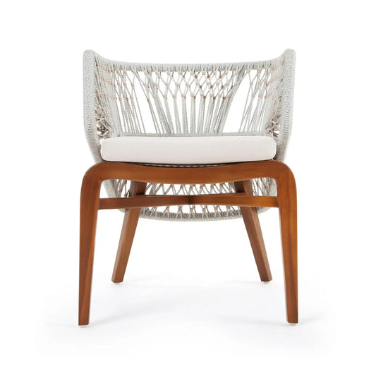 Handwoven Rope Outdoor Chairs In Solid Teak (Set Of 6)