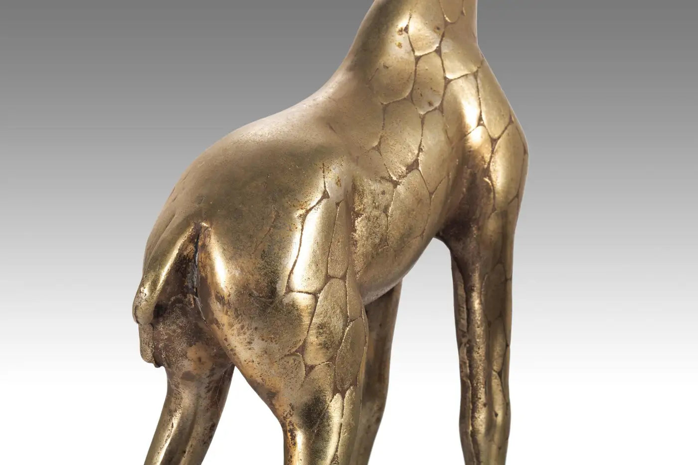 Set of Two '2' Artisan Hand Hammered Mid Century Giraffe Figures in Solid Brass
