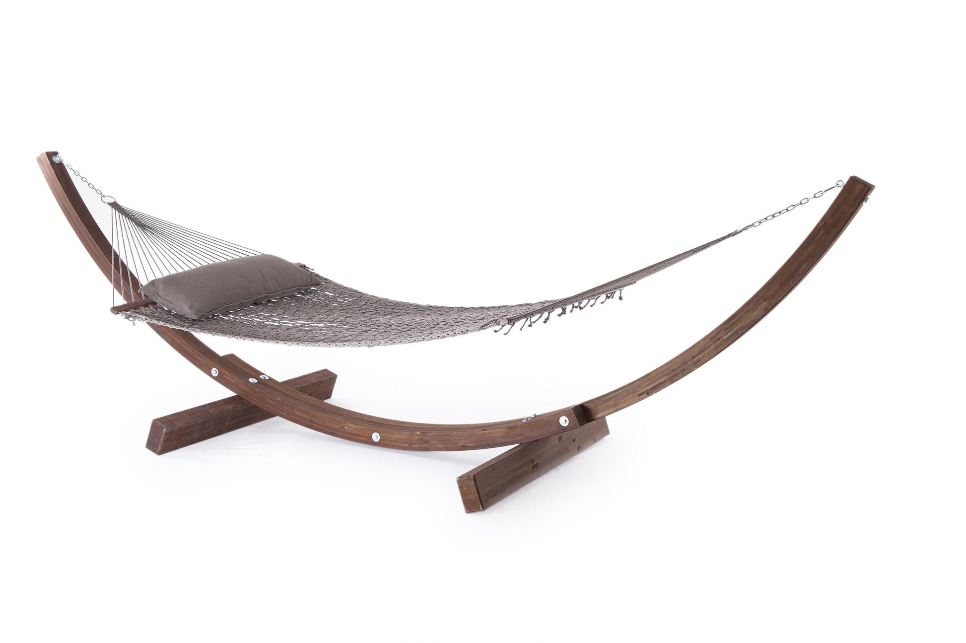 Hammock with wooden stand on a white background