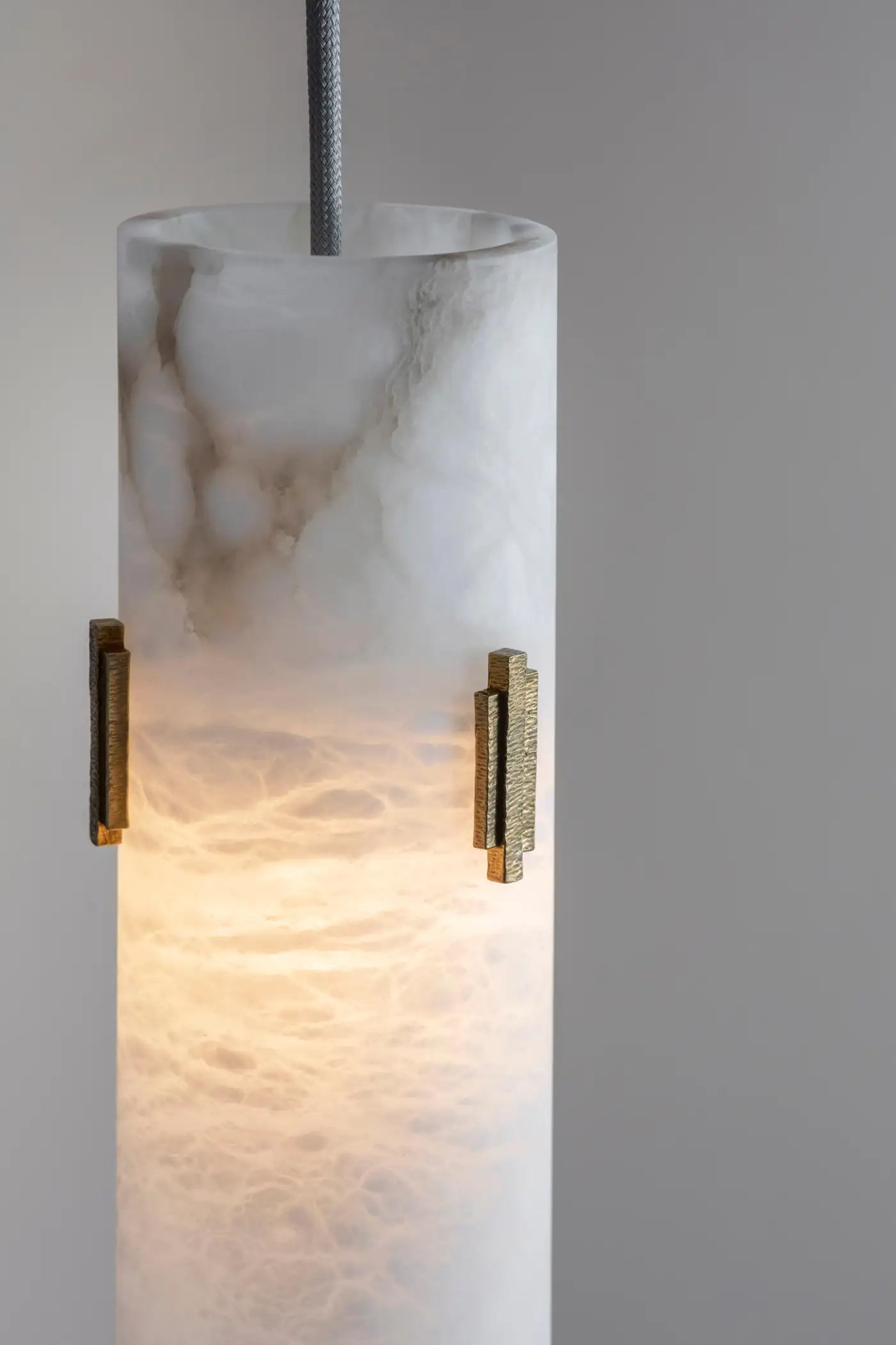Contemporary Alabaster Pendant in Antique Brass