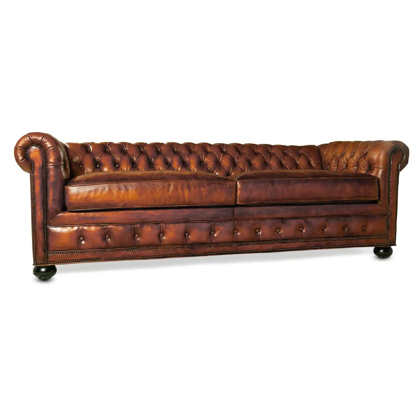 Antiqued Chesterfield Leather Sofa