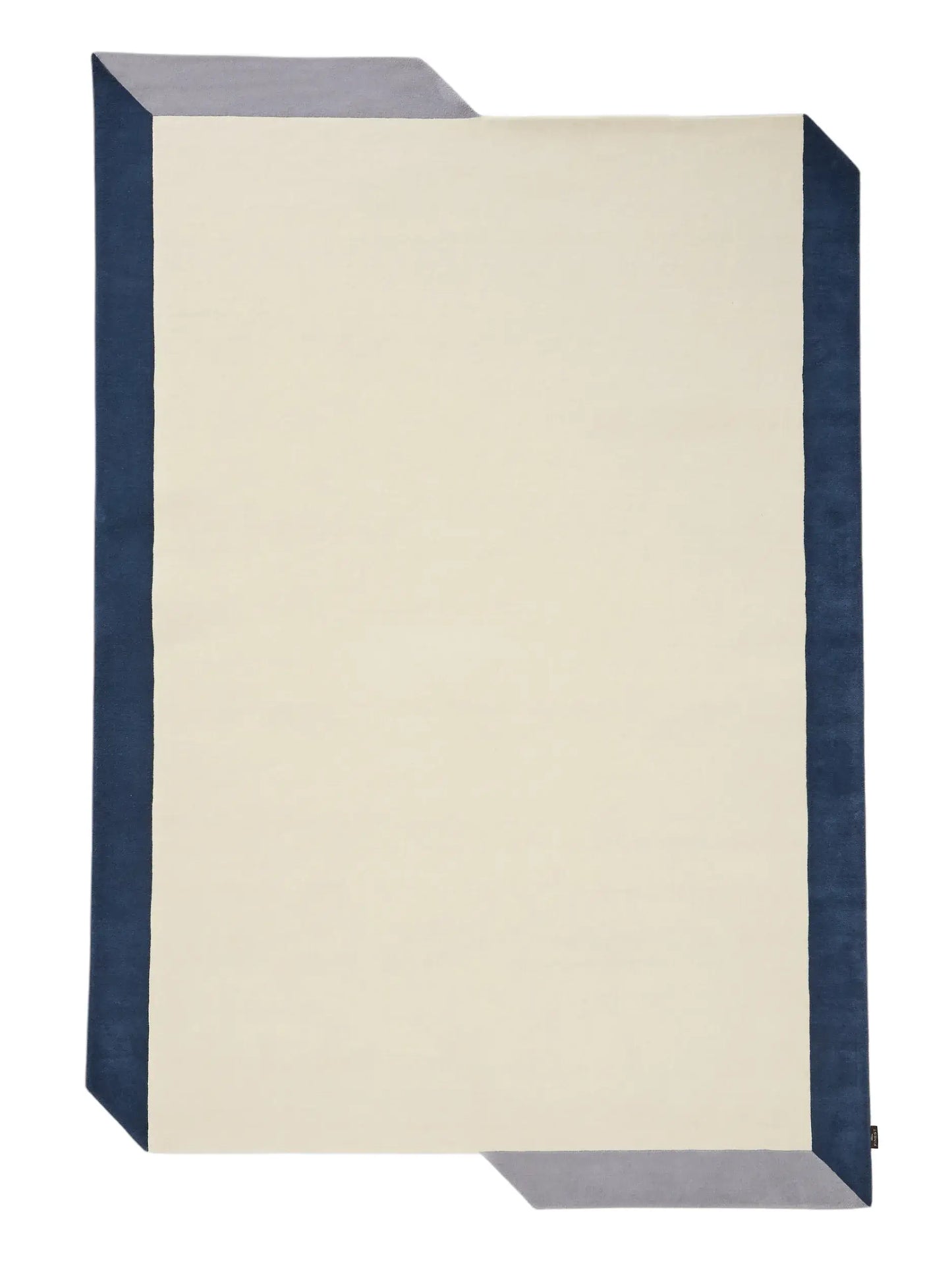 Elegant Cream & Blue Wool Hand-Knotted Rug