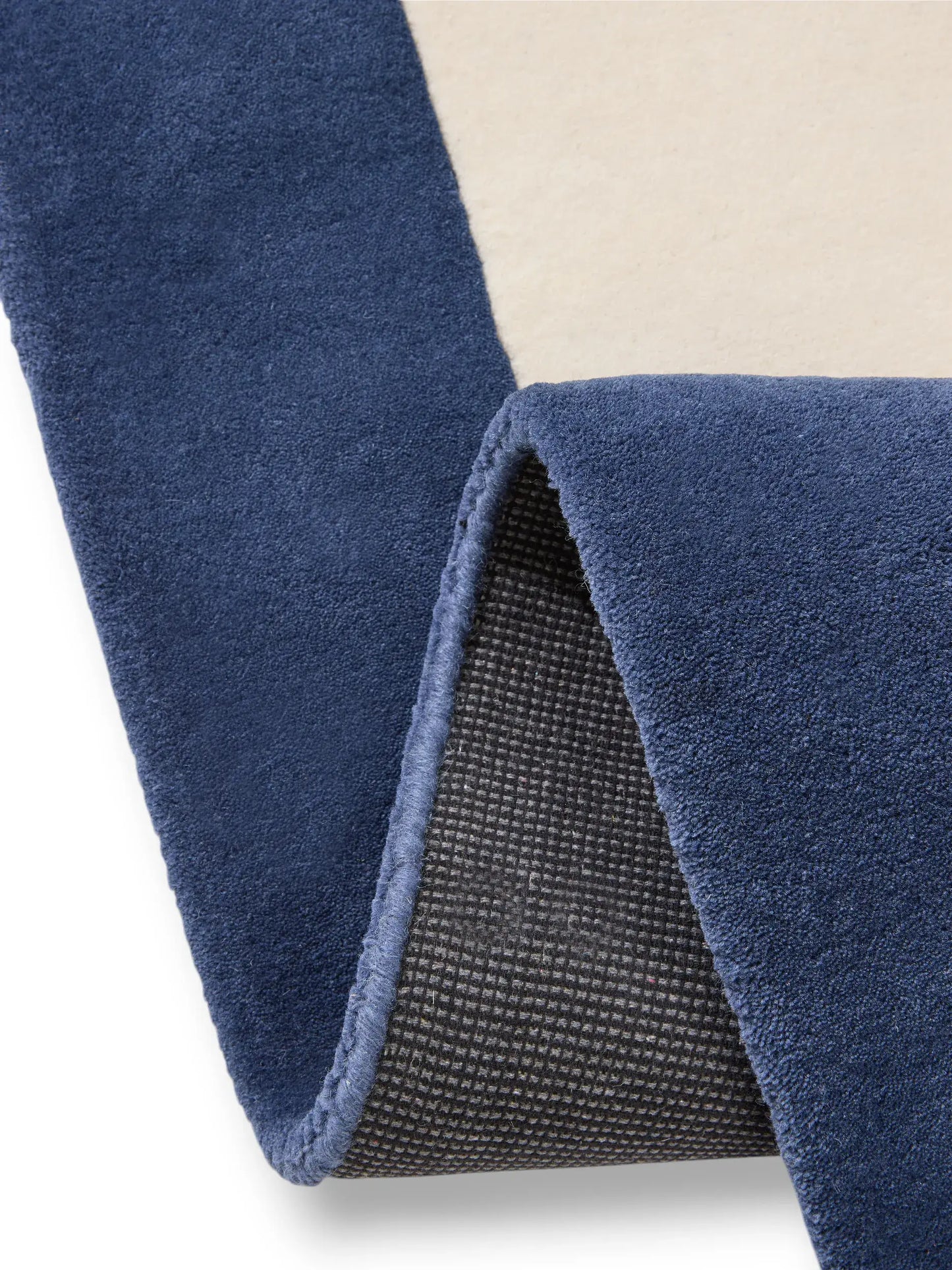 Elegant Cream & Blue Wool Hand-Knotted Rug