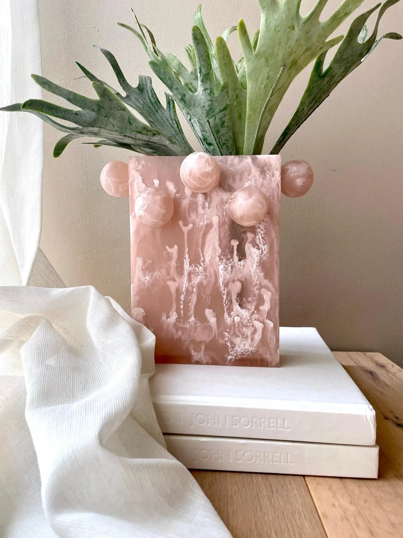 Rectangle Bubble Vase in Pink Resin