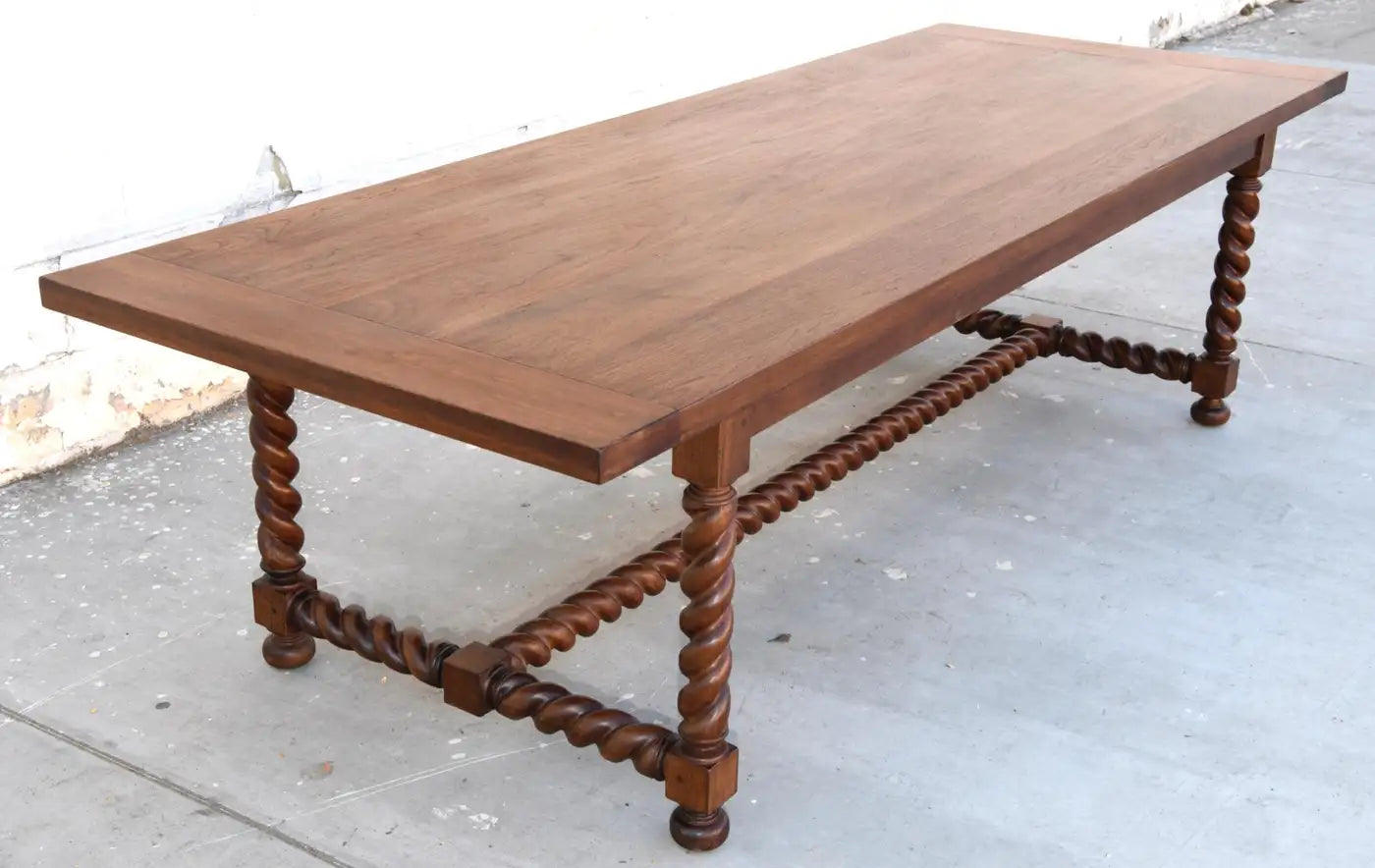 Expandable Barley Twist Dining Table Made from Walnut