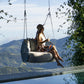 Perlage Outdoor Aluminum Swing Upholstered in Bouclé with Nautical Rope Details