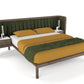 Cupid Bed in Black American Walnut & Velvet with Integrated Bedside Table
