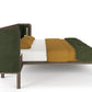 Cupid Bed in Black American Walnut & Velvet with Integrated Bedside Table