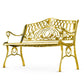 Gold ornate bench on a white background