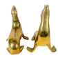 Pair Mid-Century Modern Cast Brass Figures of Seals with Noses Pointed Up