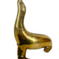 Pair Mid-Century Modern Cast Brass Figures of Seals with Noses Pointed Up