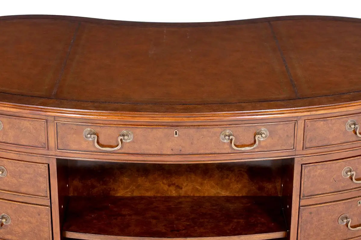 Wooden desk with curved top and drawers