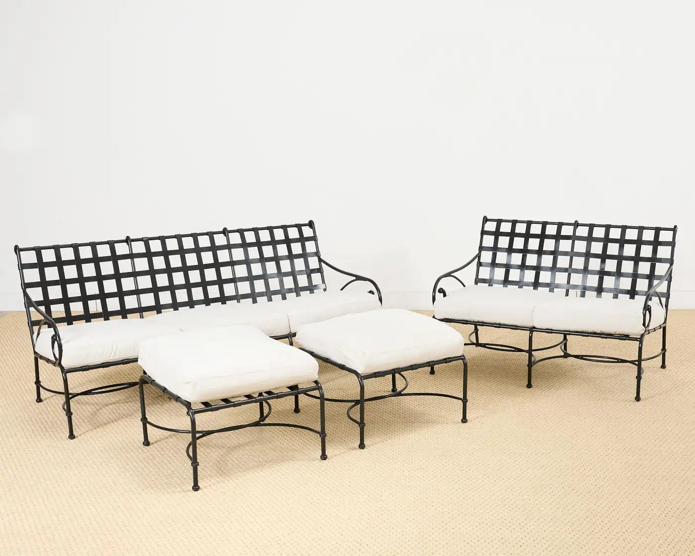 Sofa Settee Set with Ottomans