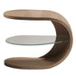 Iride Bedside Table – Curved Oak Design with Glass Shelf