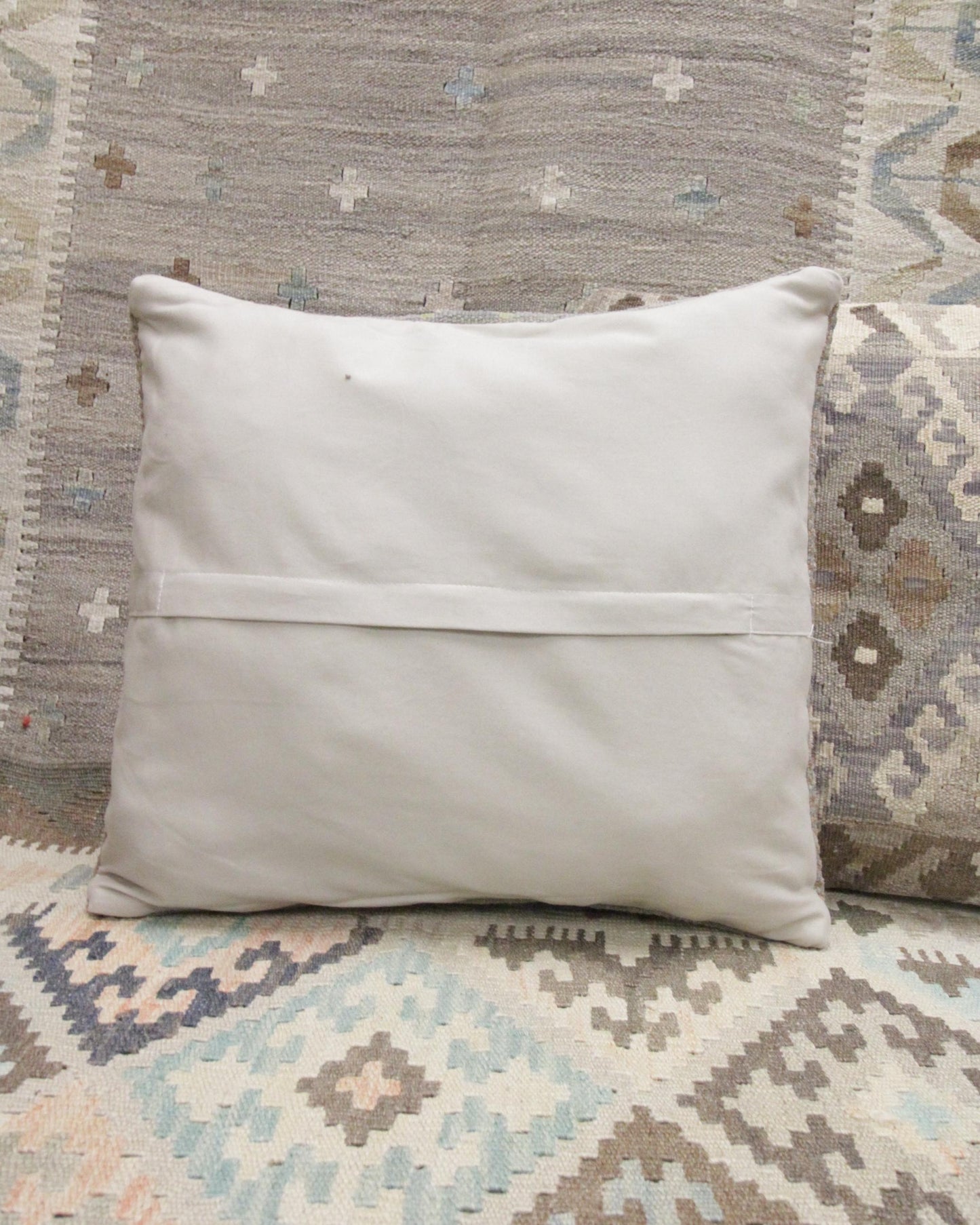 Modern Kilim Wool Pillow Case Blue Geometric, 50 x 50 cm