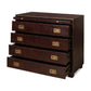 Brown leather chest with gold hardware on a white background