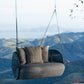 Perlage Outdoor Aluminum Swing Upholstered in Bouclé with Nautical Rope Details