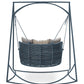 Perlage Outdoor Aluminum Swing Upholstered in Bouclé with Nautical Rope Details