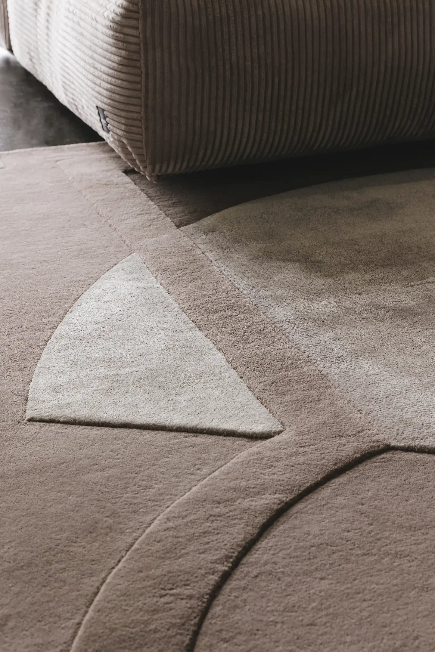 Elegant Taupe Wool & Lyocell Designer Rug