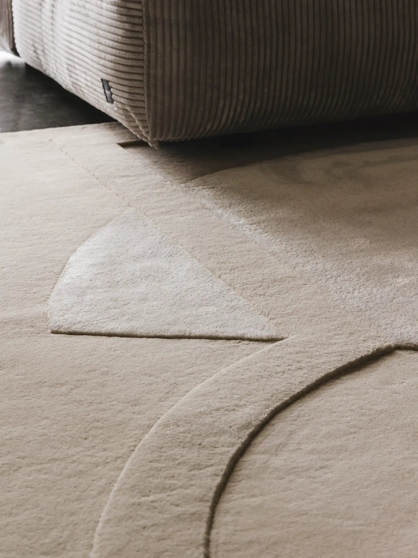 Minimalist Cream Wool & Lyocell Art Rug