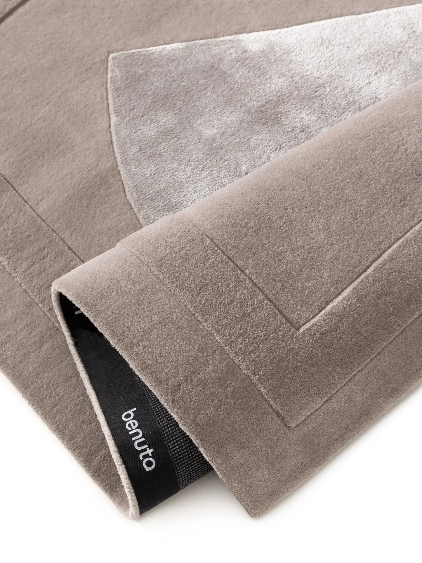 Elegant Taupe Wool & Lyocell Designer Rug