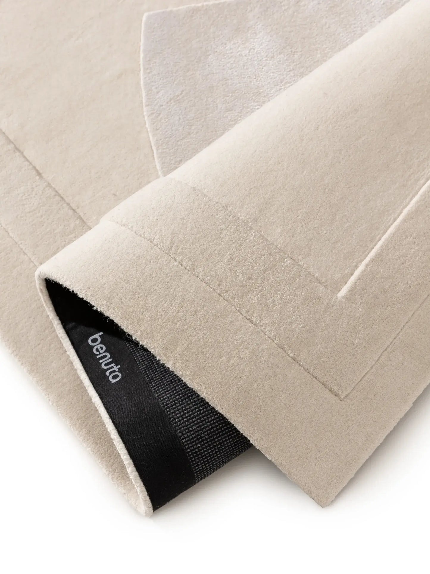 Minimalist Cream Wool & Lyocell Art Rug