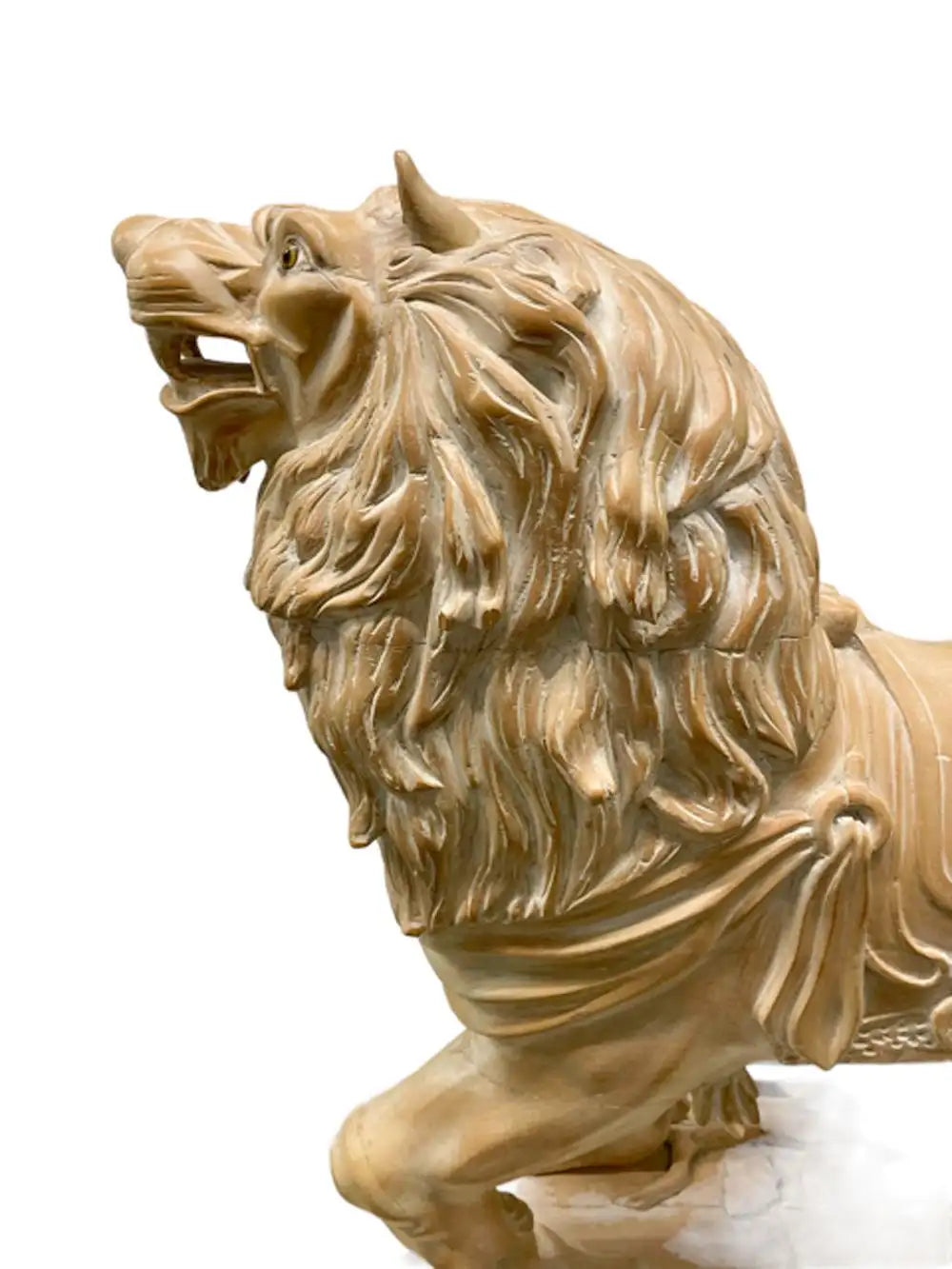 Vintage Folk Art Carved Wood Juvenile Size Carousel Figure of a Standing Lion