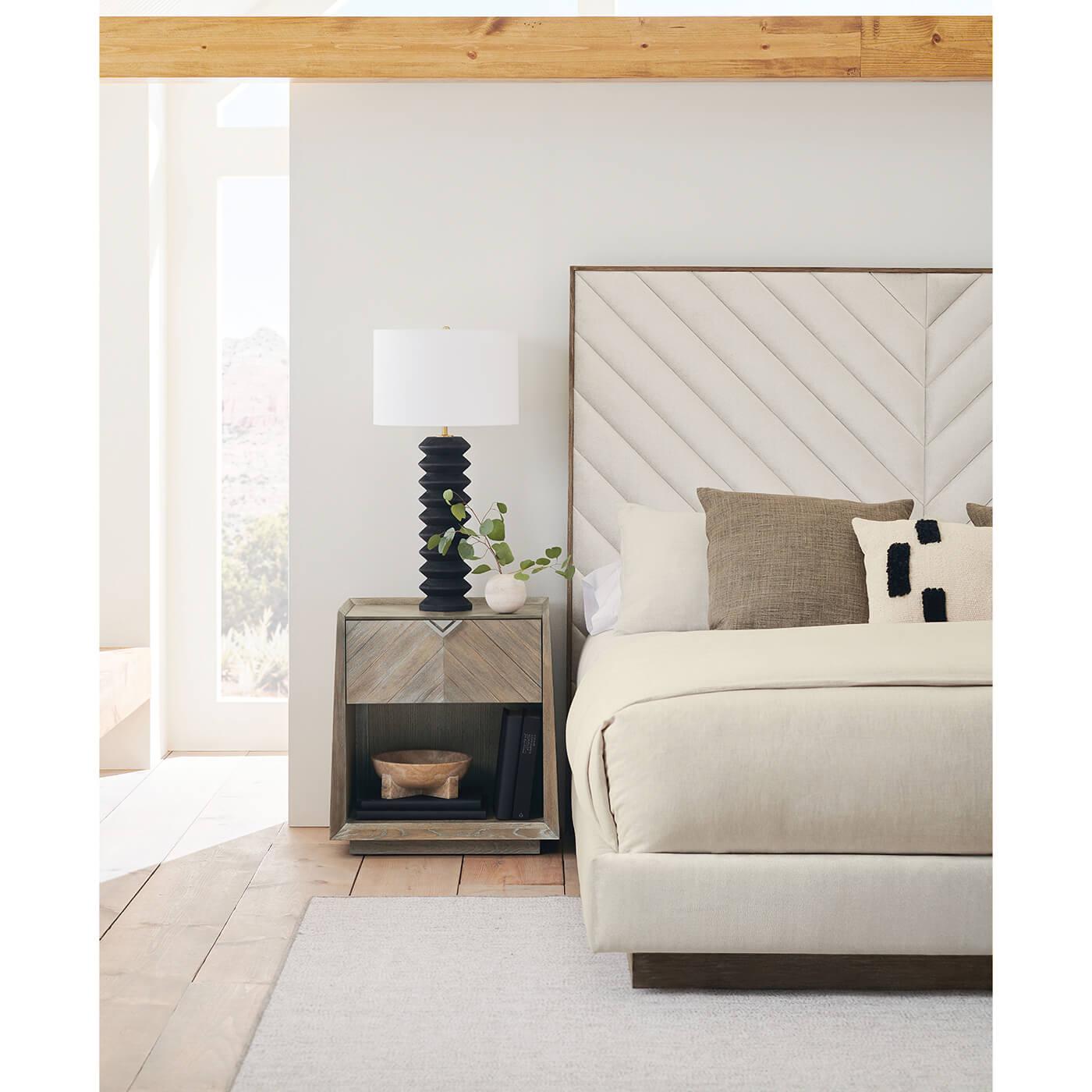 Chevron Tufted Upholstered King Bed