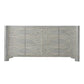 Decorative silver cabinet with geometric patterns on a white background