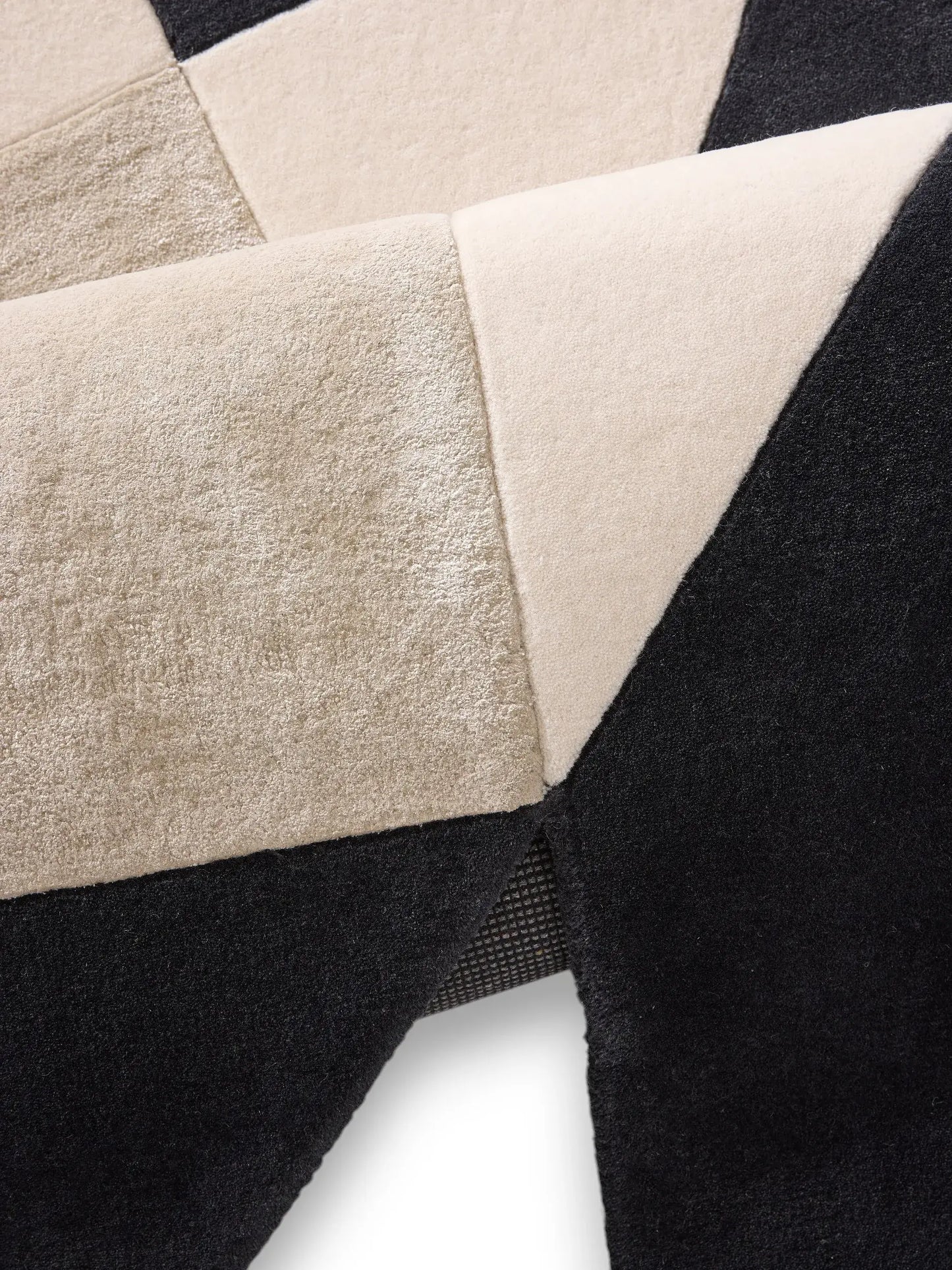 Monochrome Cube-Pattern Wool & Lyocell Rug