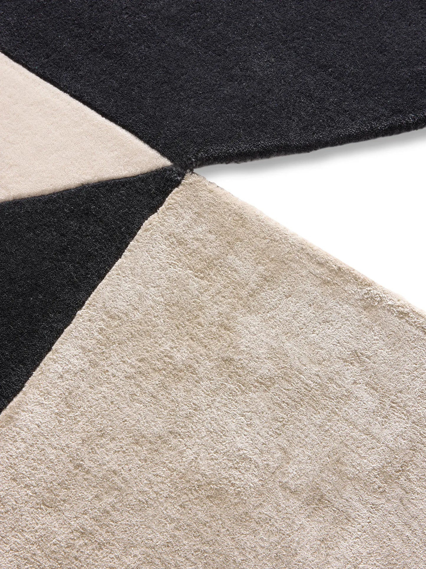 Monochrome Cube-Pattern Wool & Lyocell Rug
