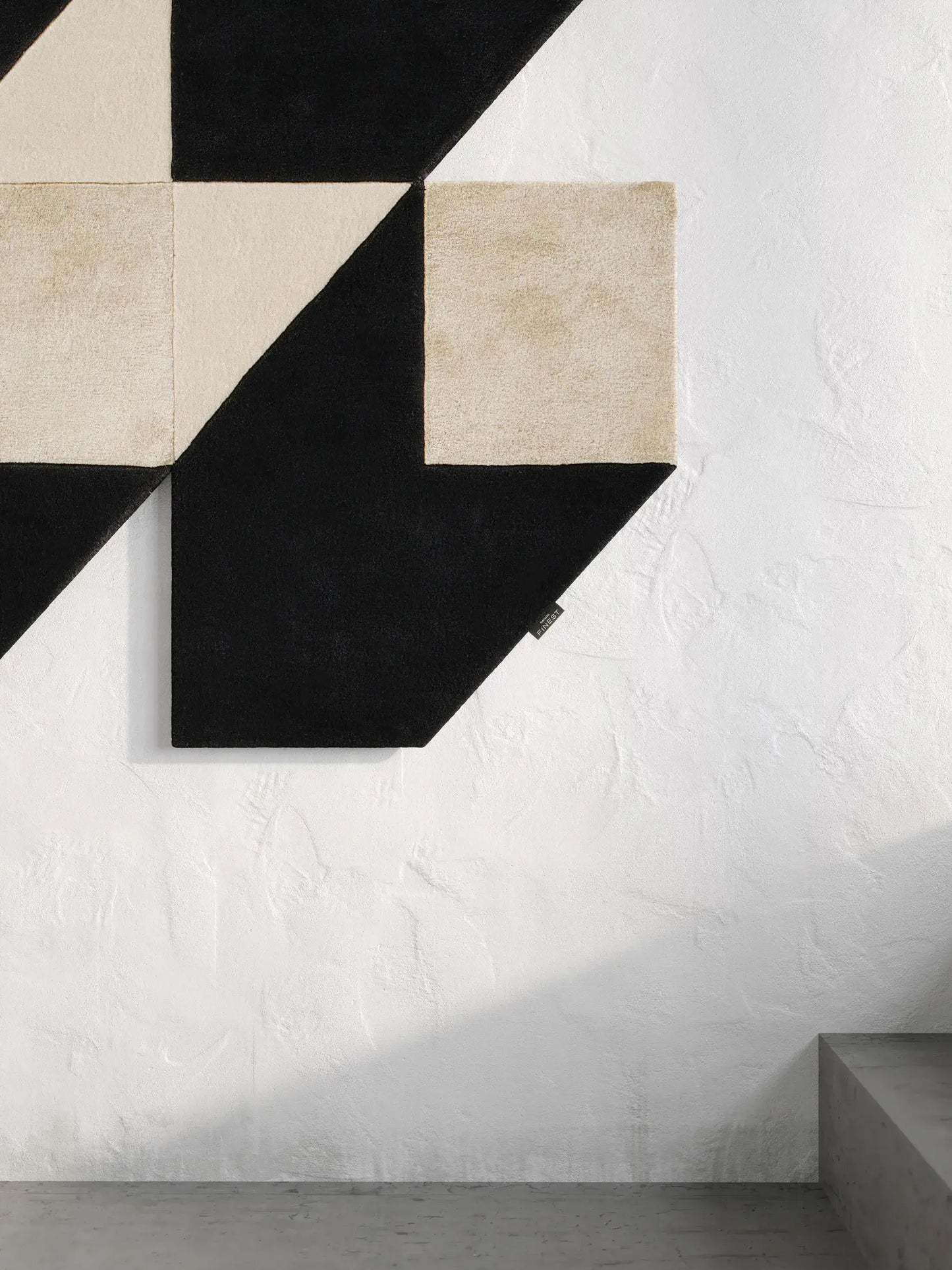 Monochrome Cube-Pattern Wool & Lyocell Rug