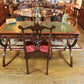 Wooden dining table with chairs in a showroom setting