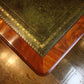 Custom Mahogany Crossed Sabre Leg Writing Table with Gold Tooled Leather