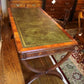 Custom Mahogany Crossed Sabre Leg Writing Table with Gold Tooled Leather