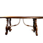 17th Century Style Solid Italian Walnut Refectory Writing Table with Dentil Edge & Lyre Base