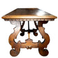17th Century Style Solid Italian Walnut Refectory Writing Table with Dentil Edge & Lyre Base