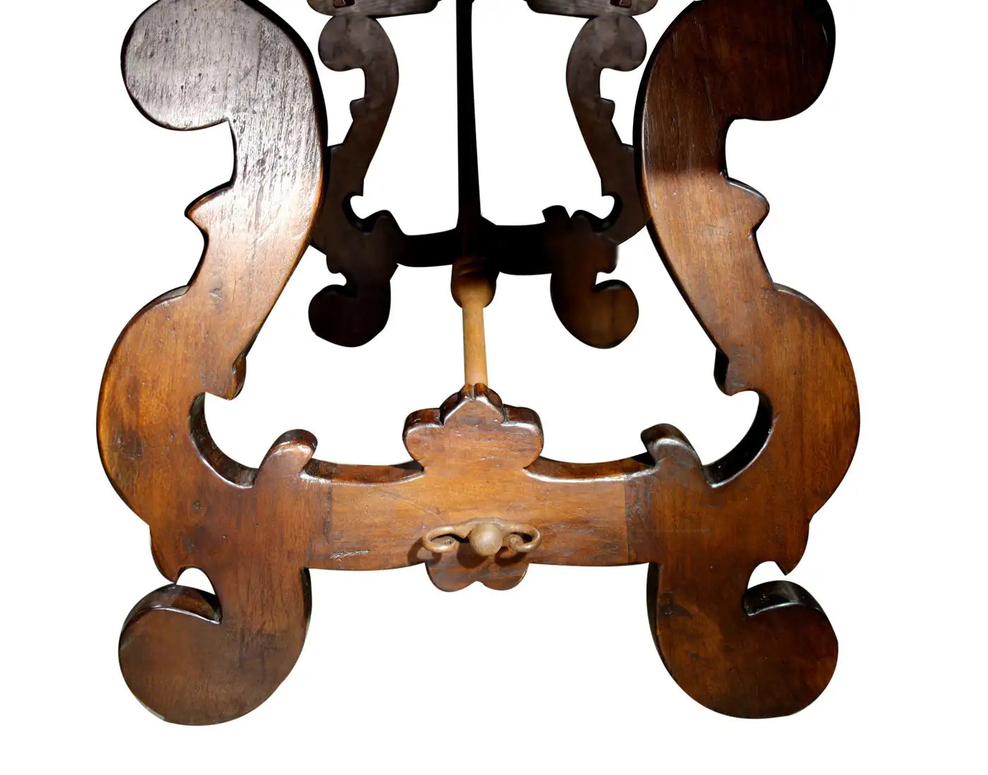 17th Century Style Solid Italian Walnut Refectory Writing Table with Dentil Edge & Lyre Base