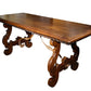 17th Century Style Solid Italian Walnut Refectory Writing Table with Dentil Edge & Lyre Base