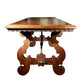 17th Century Style Solid Italian Walnut Refectory Writing Table with Dentil Edge & Lyre Base