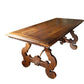 17th Century Style Solid Italian Walnut Refectory Writing Table with Dentil Edge & Lyre Base
