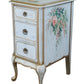 Antique French Country Hand Painted Floral 3 Drawer Nightstands Side Tables