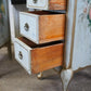 Antique French Country Hand Painted Floral 3 Drawer Nightstands Side Tables