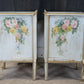 Antique French Country Hand Painted Floral 3 Drawer Nightstands Side Tables