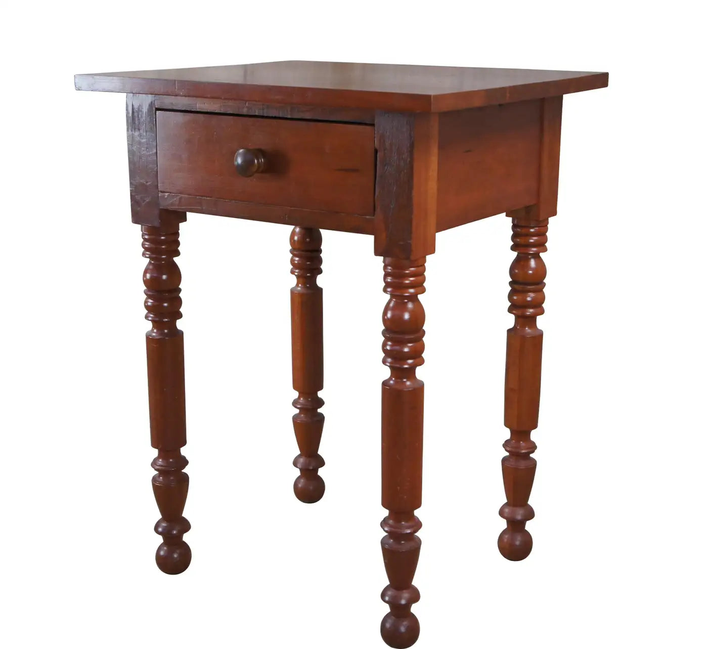 Antique Primitive Early American Cherry Side Accent Table Nightstand 30"