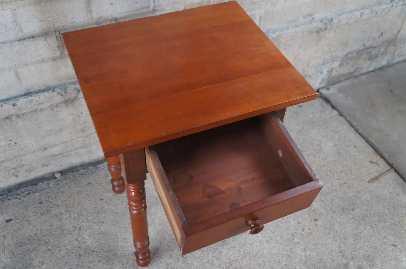 Antique Primitive Early American Cherry Side Accent Table Nightstand 30"