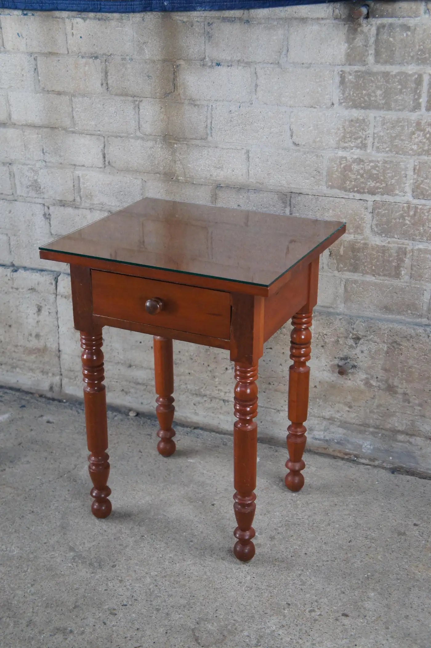 Antique Primitive Early American Cherry Side Accent Table Nightstand 30"